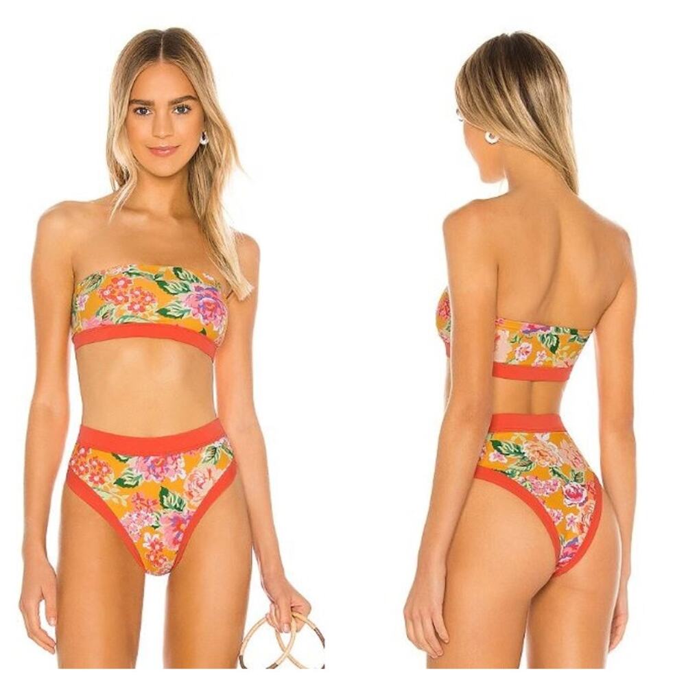 NEW Lovers and Friends Little Me Bikini Swim Set Tangerine Floral Size Small